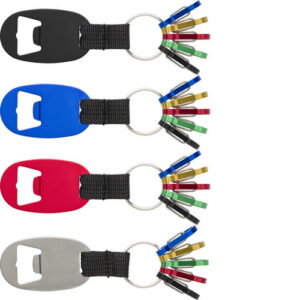 Portachiavi in ??alluminio con apribottiglie e moschettoni