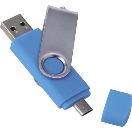 Memoria usb da 8gb con connettore micro usb in plastica e acciaio co